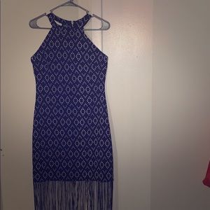 Black and white patterned form fitting dress